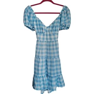 NWT Blue Gingham Puff Sleeve Dress